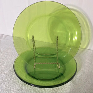 Vintage Duralex France Galaxie Lime Green Glass Dinner Plates X3
